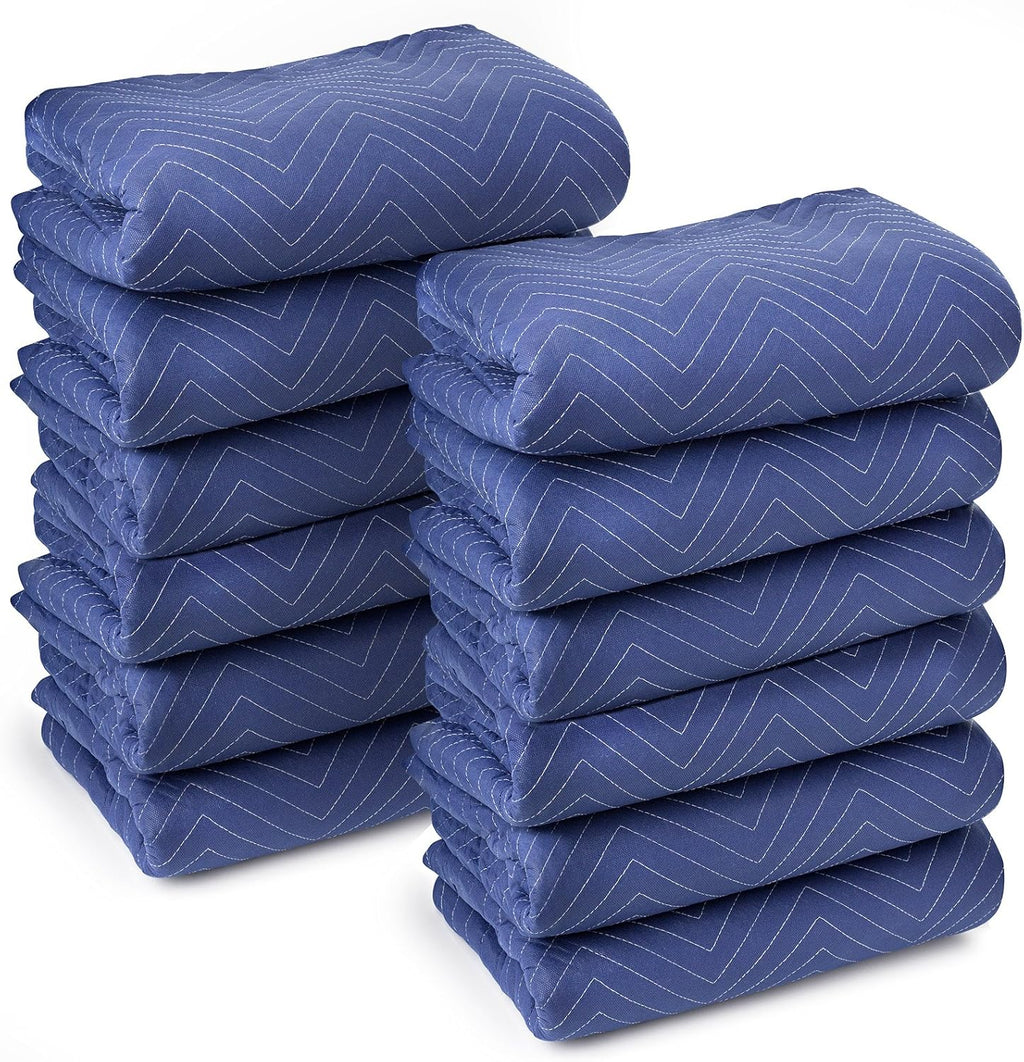 12 Moving & Packing Blankets - Deluxe Pro - 80" x 72" (40 lb/dz weight) - Professional Quilted Shipping Furniture