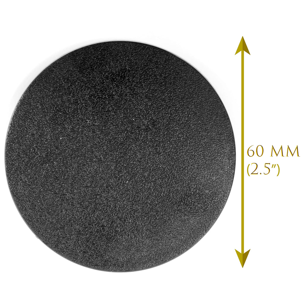 60mm Premium Blank Miniature Bases - Designed for 28mm Scale Tabletop War Game Miniatures - Plastic, Black - 10 Pack