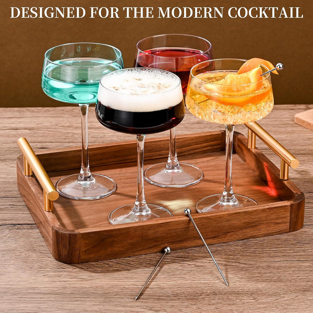 Martini Glasses Set of 6, 9oz Coupe Glasses, Hand Blown Crystal Cocktail Glasses for Espresso Martini, Manhattan,Home