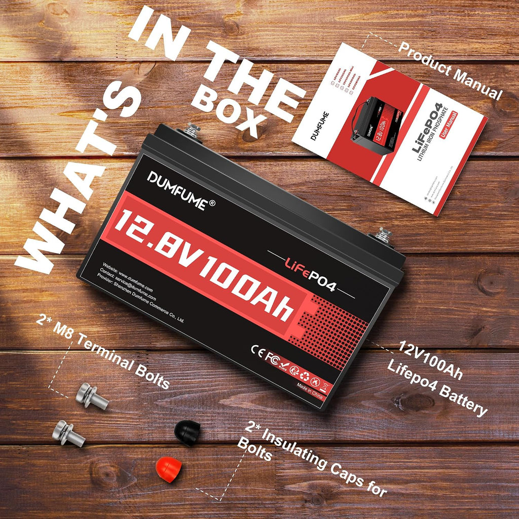 12V 100Ah LiFePO4 Battery Group 31 Lithium Battery 100A BMS | Low-Temp Protection 1280Wh IP65 15000+ Deep Cycles, for