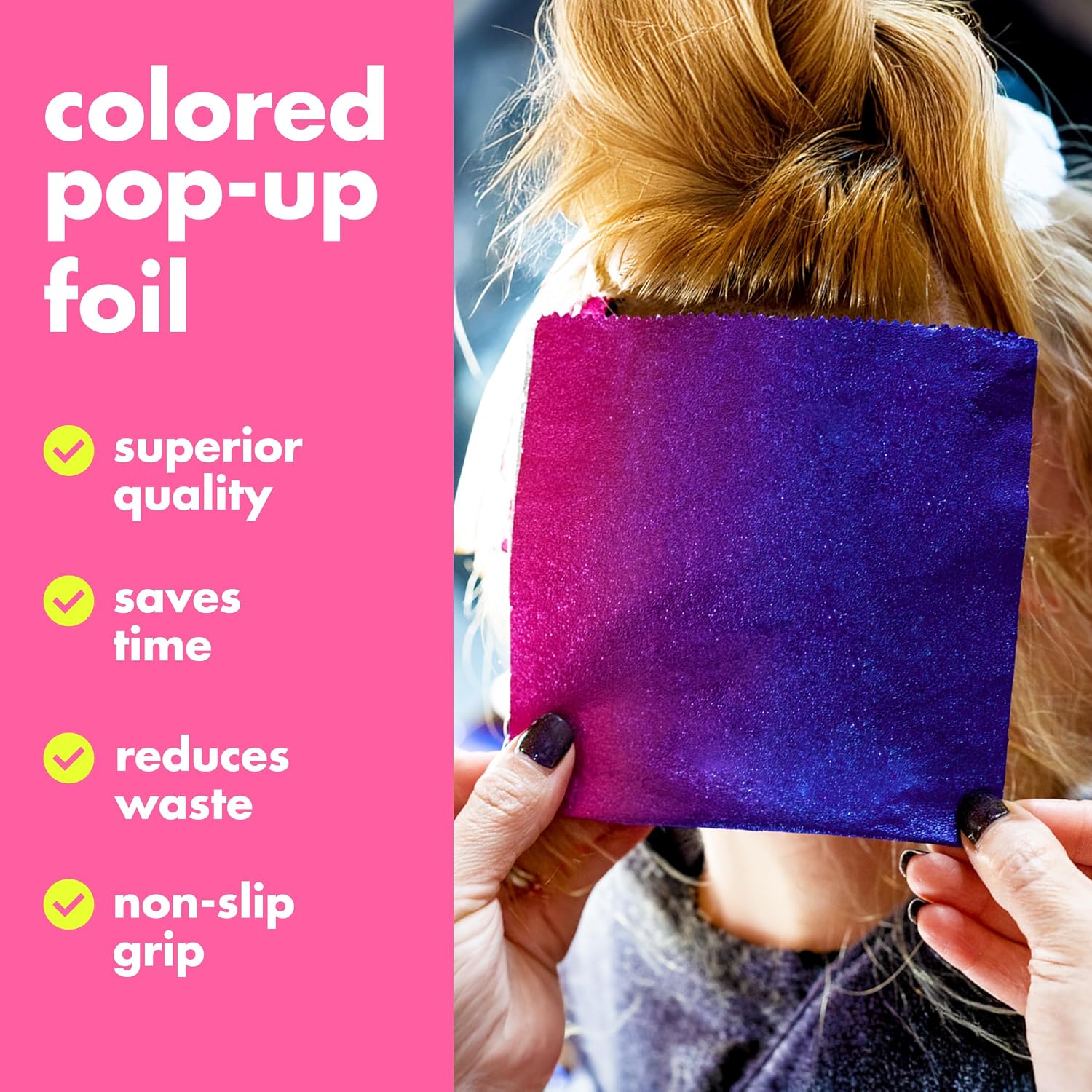 Pink/Purple Gradient Pop-up Foil, 400 Count Pre-Cut Sheets | Non-Slip Embossed Texture, 5" x 11" Hair Foil for