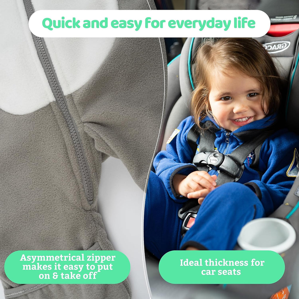 Fleece Baby Bunting Bodysuit with Hood, Convertible Mittens & Booties, Car Seat Friendly, Soft & Warm, Easy Zip