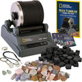 National Geographic Hobby Rock Tumbler Kit for Kids and Adult Beginners | Leak-Proof Barrel, 7-Day Timer, Rough