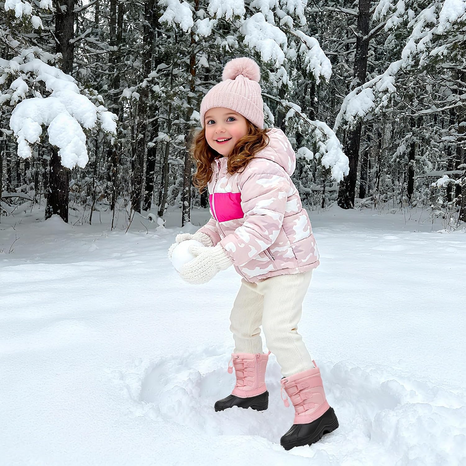 Kids Boys Girls Winter Snow Boots Waterproof Outdoor Snow Boots | Little Kid/Big Kid,Thick Warm Lining,Non-Slip