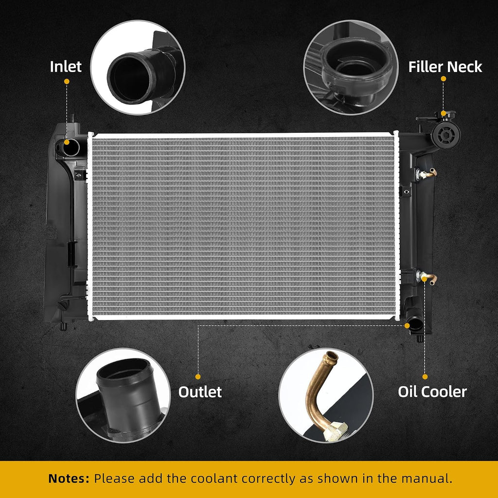 DWVO Complete Radiator Compatible with 2003-2008 Toyota Corolla