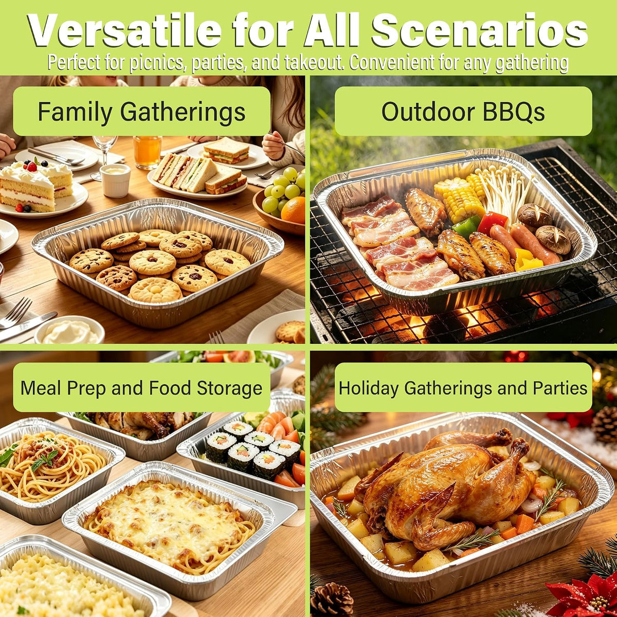 8x8 Aluminum Pans with Clear Plastic Lids 10 Pack Foil Pans with Lids