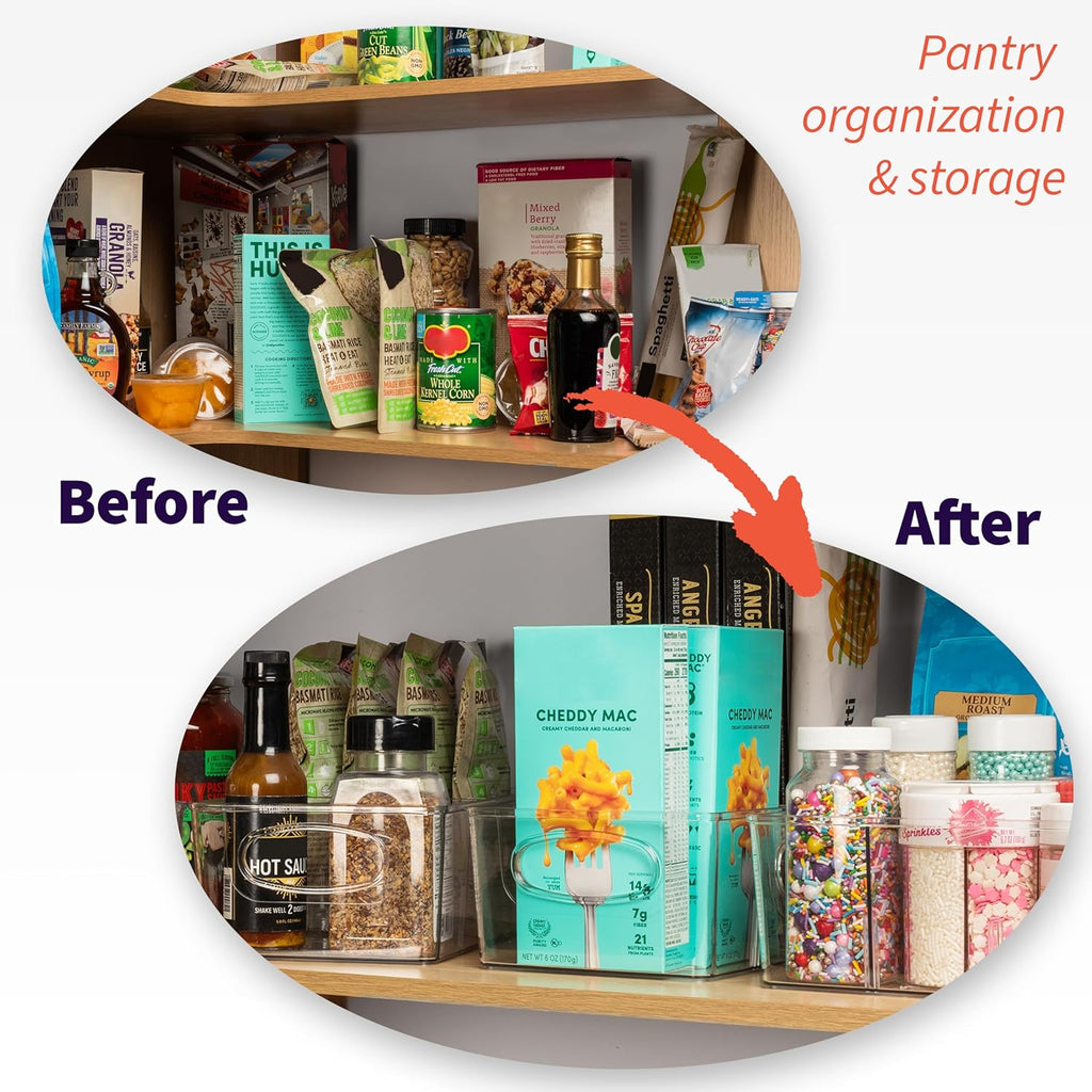 Plastic Pantry Organization and Storage Bins with Removable Dividers – Perfect Kitchen Organization or Kitchen