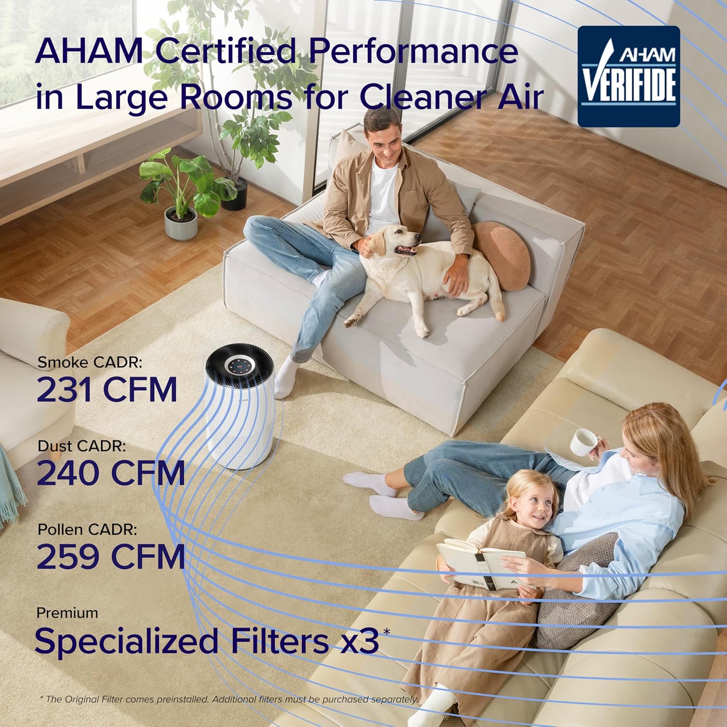 Smart Air Purifiers for Home Large Room Up to 1733 Ft² Core 400S-P | HEPA Sleep Mode, AHAM VERIFIDE, Auto Mode, Air