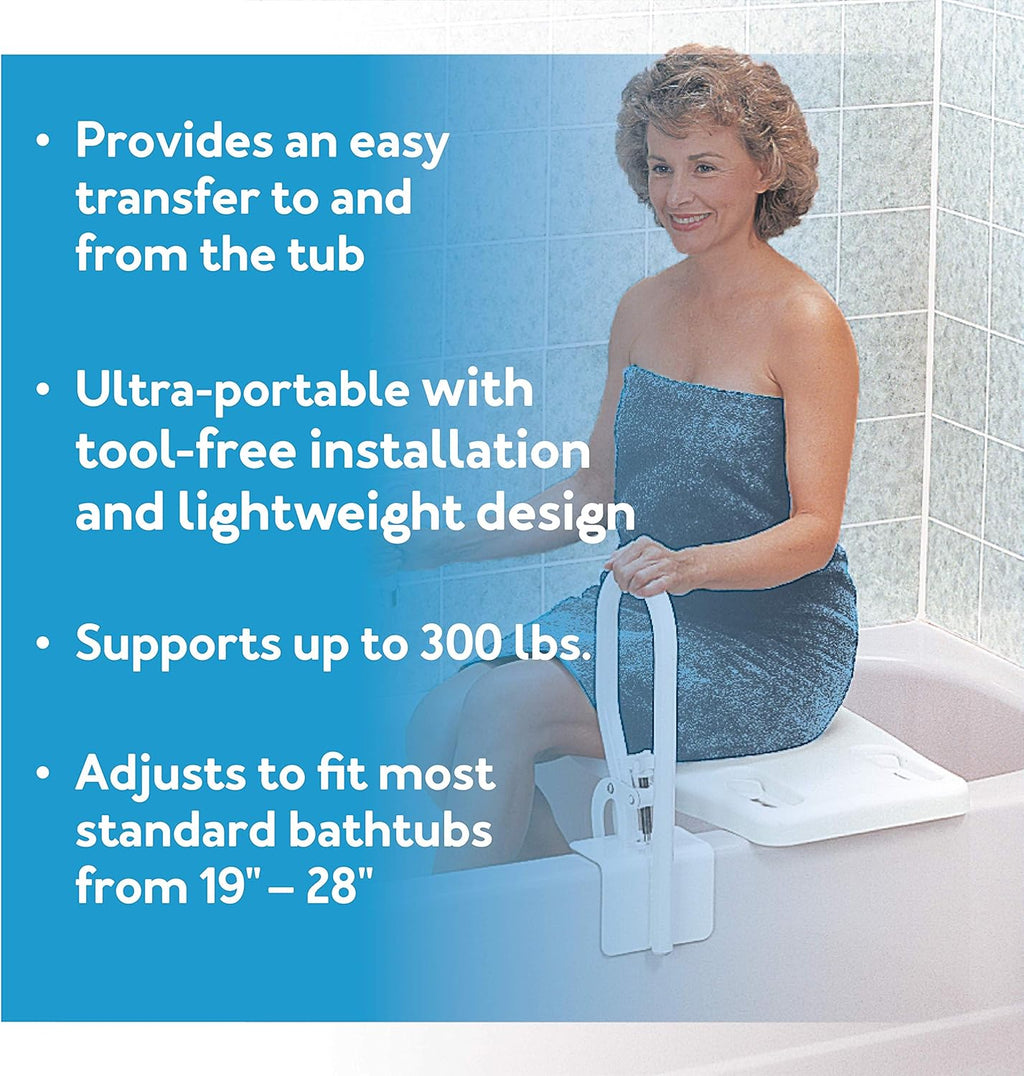 Portable Shower Bench - Shower Bath Seat - Adjustable Width to Fit Most Bathtubs, Comfortable Contoured Seating Area