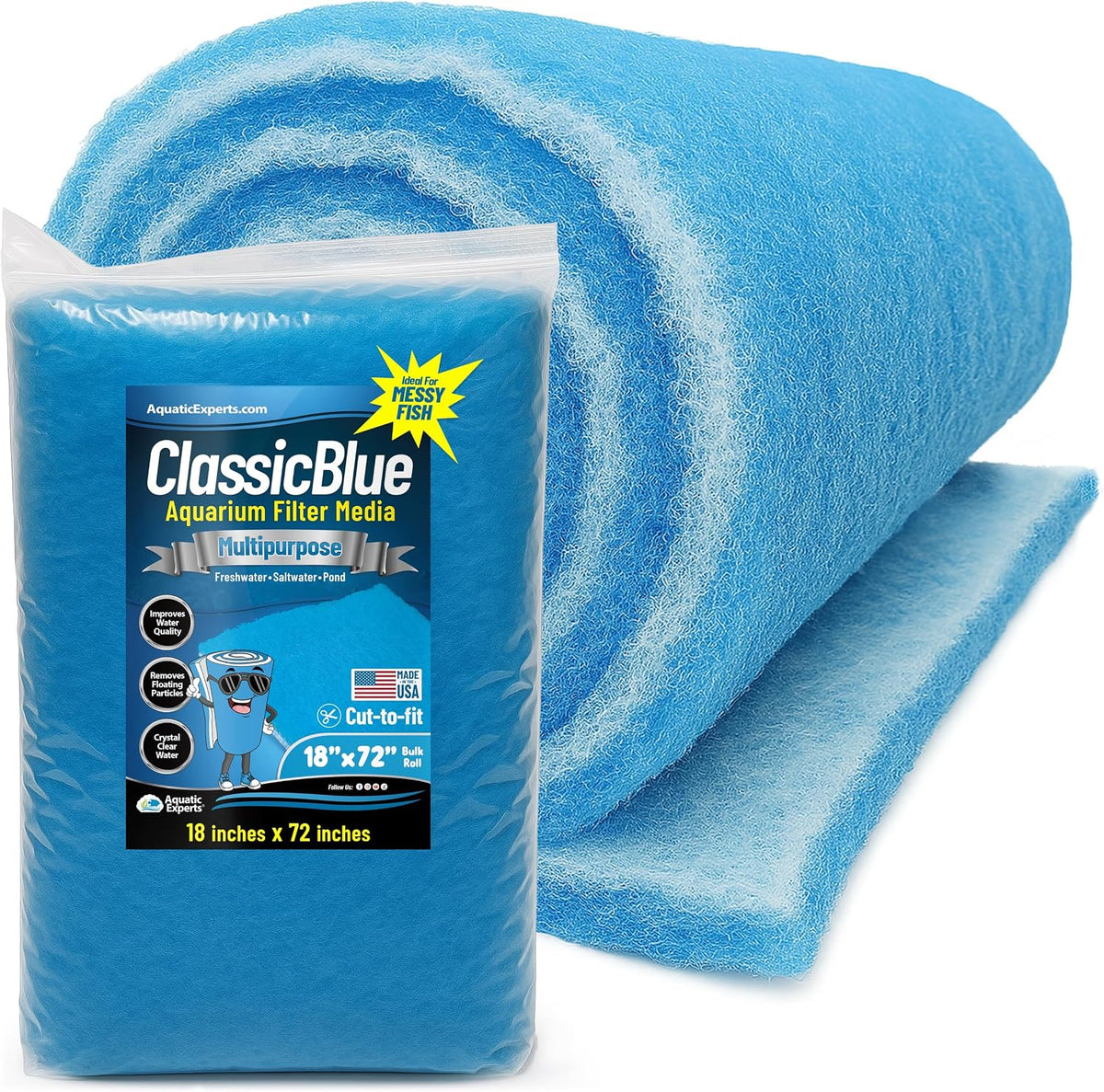 Bonded Aquarium Filter Pad, 18x72x.75 in, Cut to Fit