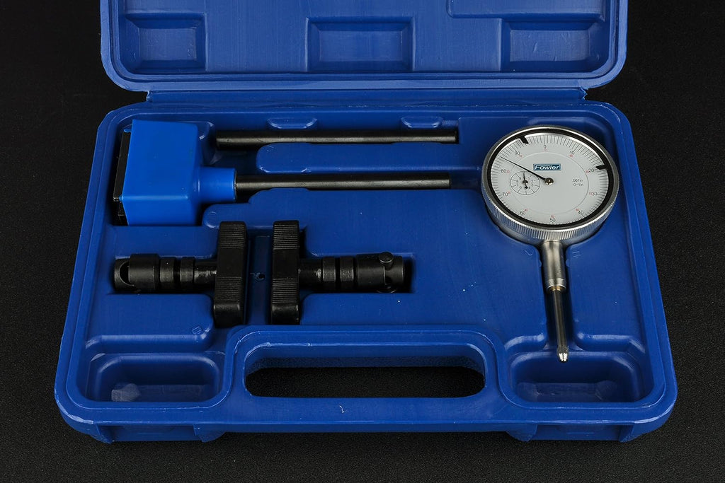 Fowler 52-522-101-0 Dial Indicator and Magnetic Base Set, 1" Measuring Range, 2.25" Dial Diameter, 6" Base Height, 50lb. Magnetic Pull