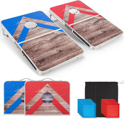Cornhole Board Set with Score Sheet, 4×2/3×2 FT Regulation Size Corn Hole Games for Adults with Lightweight Aluminum