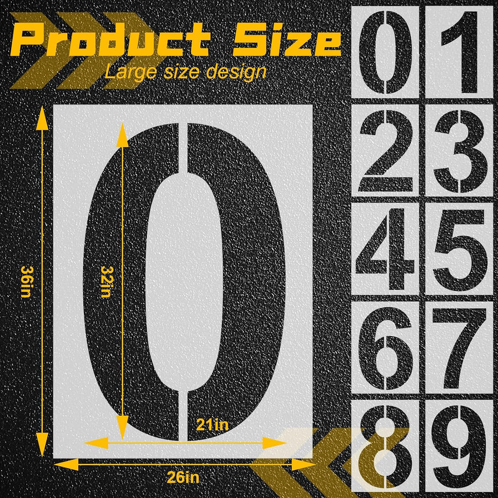 32 Inch Large Number Stencils Set 0-9 Address Pavement Templates Reusable Number Stencil Kit for Address Parking Lot