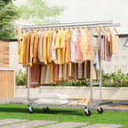 Clothes Rack Heavy Duty Load 900 Lbs with Wheels,Commercial,Chrome