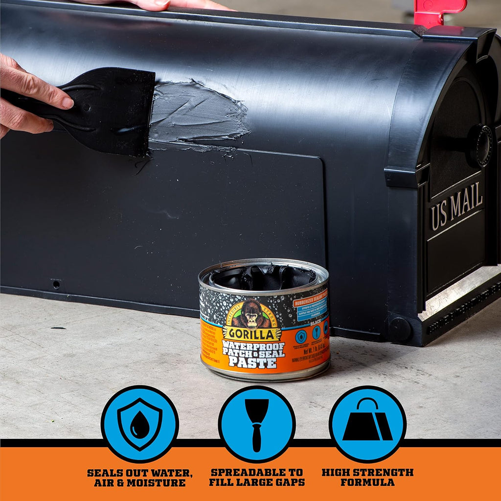 Waterproof Patch & Seal Rubberized Sealant Paste, Black, 1lb Can