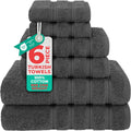 100% Cotton Luxury Turkish Towels, 6 Piece Towel Set | Soft Absorbent Quick Dry OEKO Tex Standard 100 Certificated