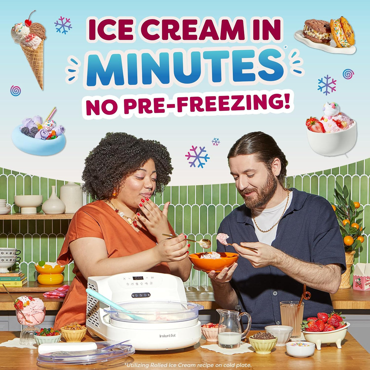 InstantChill Ice Cream Maker Plus Rolled, No Pre-Freezing, 2 Pt