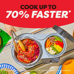 Dual Action 8‑in‑1 Multi-Cooker with Serve Together Smart Timing, 4Qt Pressure Cooker & 2Qt Rice Cooker, Cook Mains &