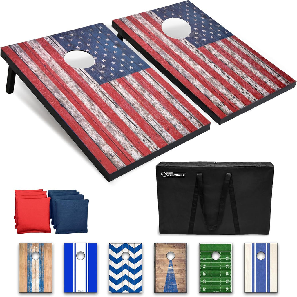 Portable Cornhole Sets, 8 Styles – Choose 4 x 2 ft or 3 x 2 ft - Boards Include 8 Bean Bags, Travel Case, and Game Rules