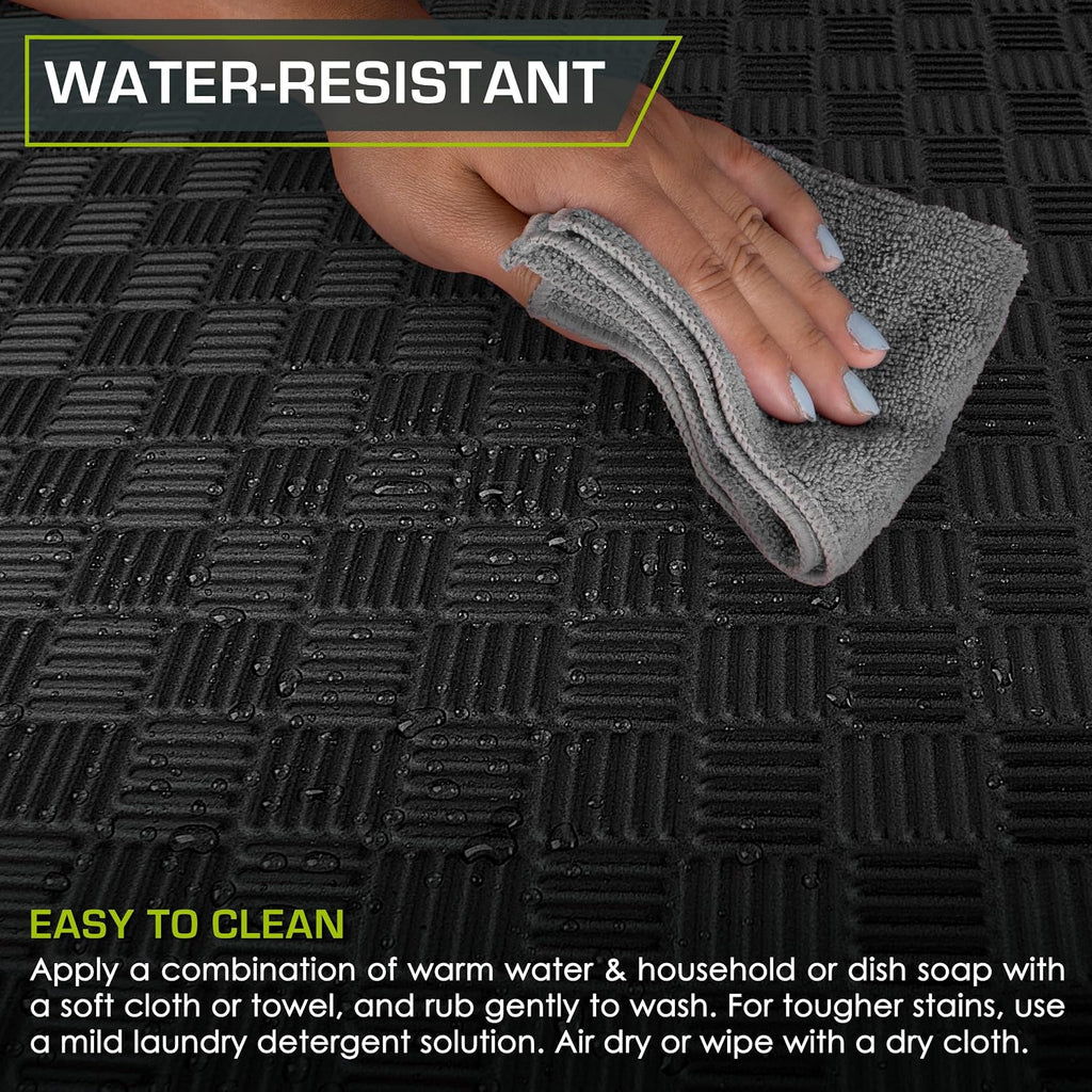 Exercise Puzzle Mat ½-inch, Checkered EVA Foam Floor Tiles w/ Non-Slip Texture, Interlocking Design for Adjustable