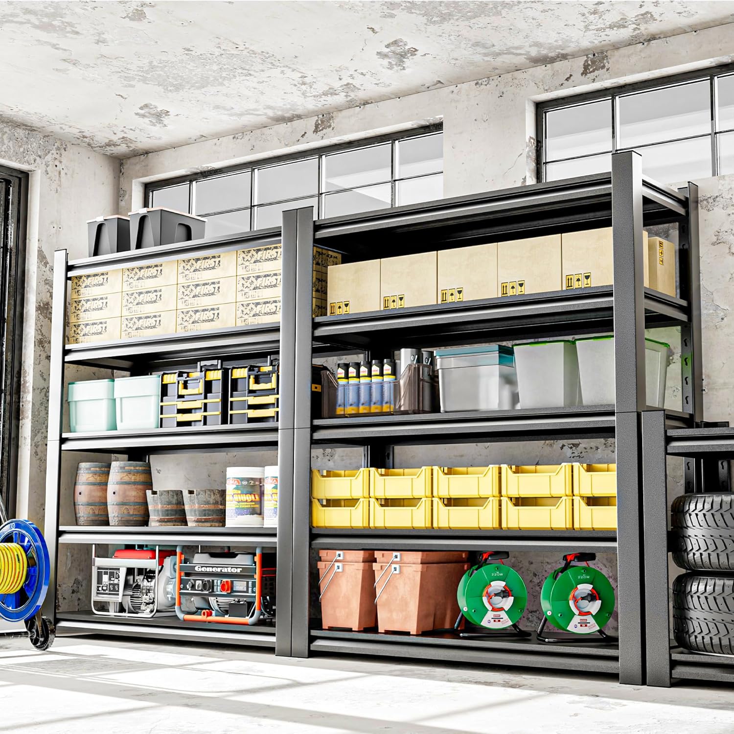 Heavy Duty Metal Storage Shelf, 5 Tier Industrial Shelving Unit - Garage Shelving, Utility Shelf, Metal Storage Rack