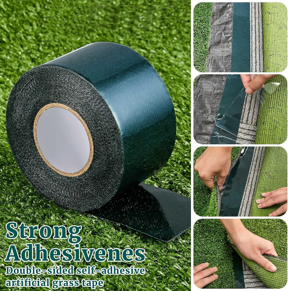 2 Rolls 2 in x 16.5 ft Double Sided Turf Tape for Artificial Grass Rug Self Adhesive Artificial Turf Tape for Lawn