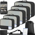 9 Set Packing Cubes with Packing List Luggage Packing Organizers for Travel Accessories (Black)