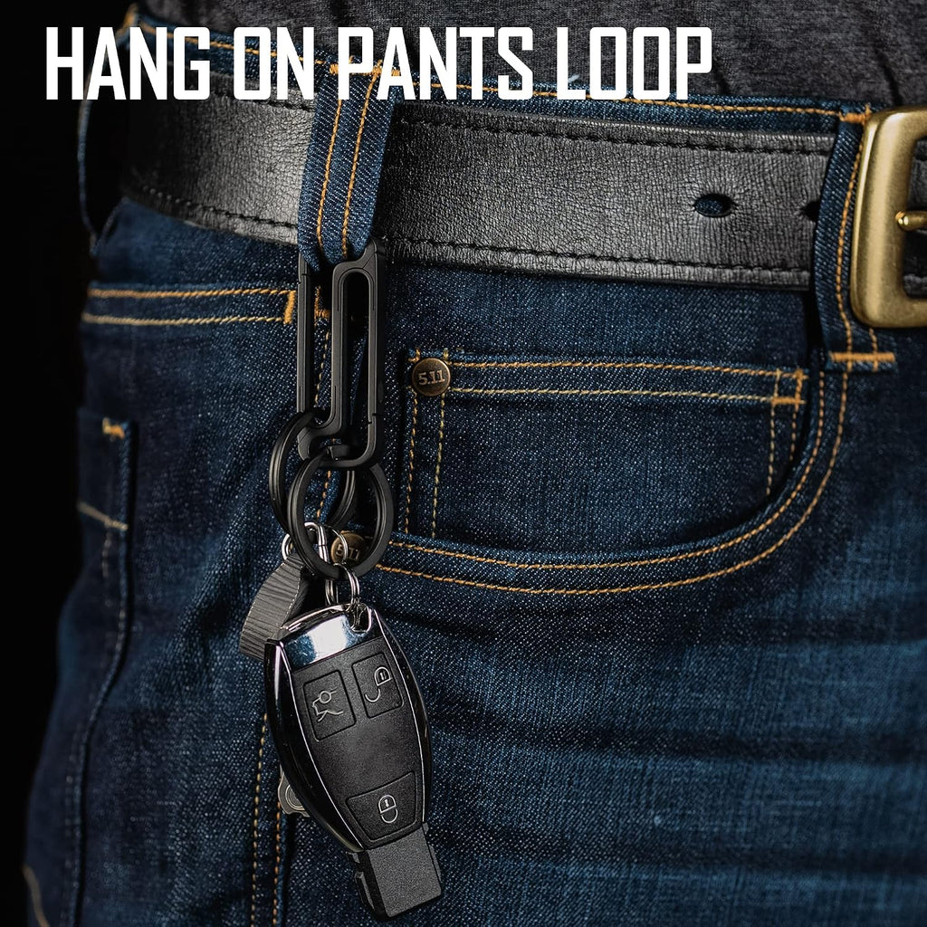 Titanium Key Holder Belt Clip, Double Side Carabiner Keychain For Men
