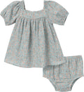 Baby Girls' 2-piece Puffed Sleeve Dress & Diaper Cover Set