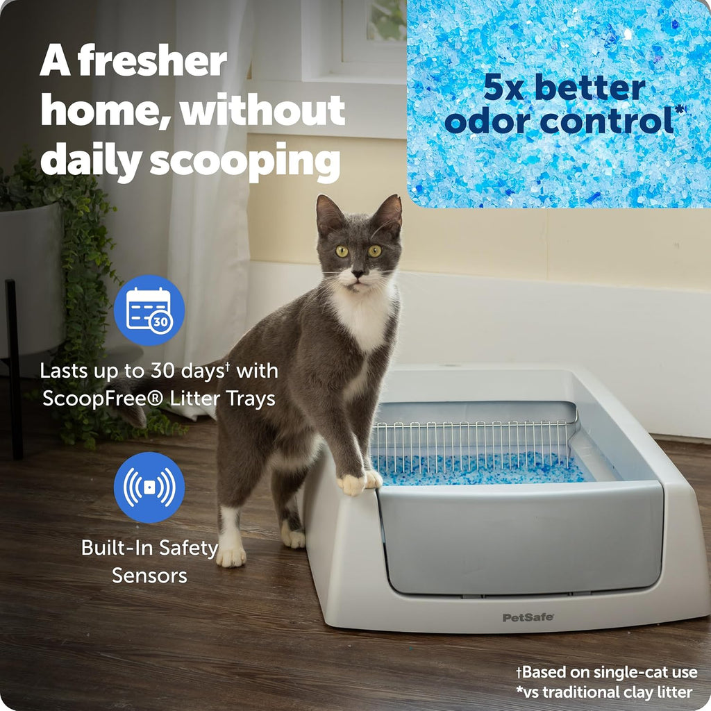 ScoopFree Crystal Classic Self-Cleaning Litter Box, Gray