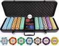 Poker Chip Set - Casino Grade 13.5g Poker Chips, 7 Color Chip Denomination - 2 Decks of Cards, Dice, Dealer Button
