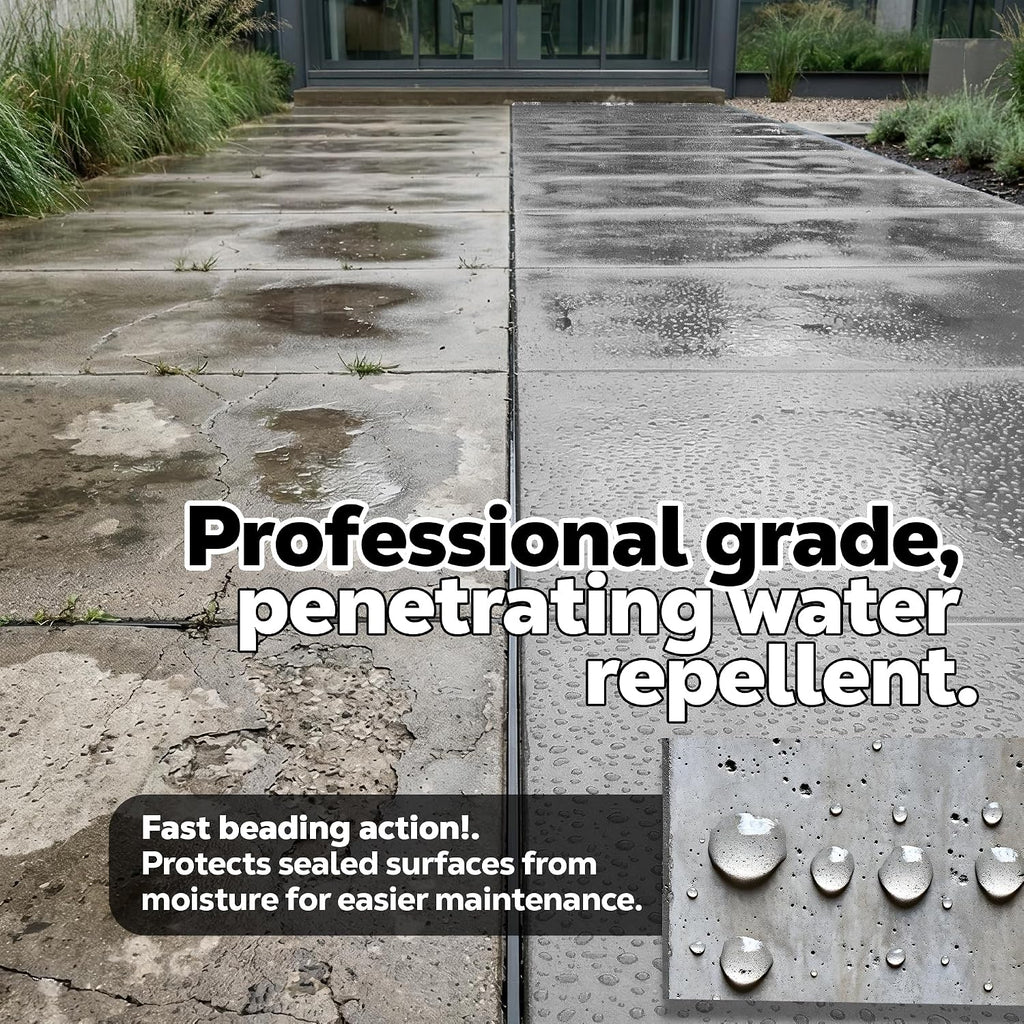 Concrete Sealer for Driveway 1 Gallon | Penetrating Water Based Paver Sealer Outdoor Waterproof | Natural Look Cement