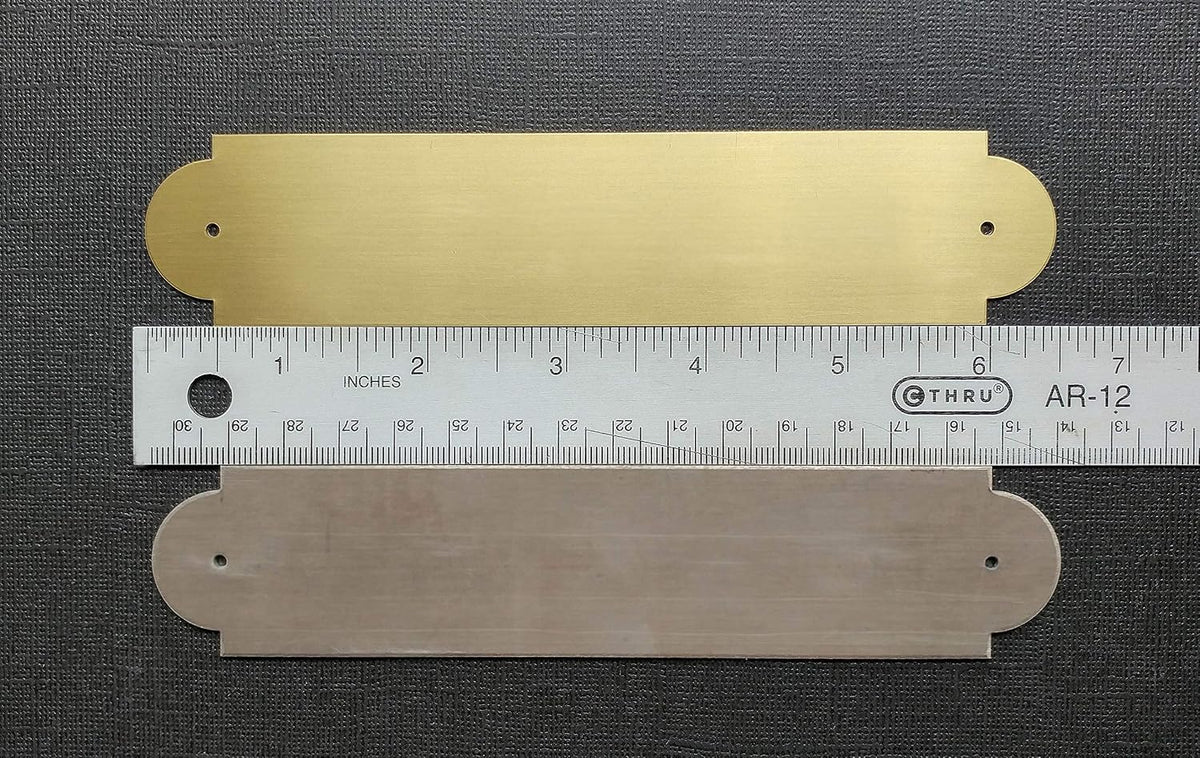 TACK TRUNK PLATE XXLARGE 6 1/2" x 1 3/8" x .050" Thick Notched Brass or Nickel Silver Name Plate Custom Engraved