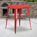 31.5" Sq Red Metal Bar Height Table