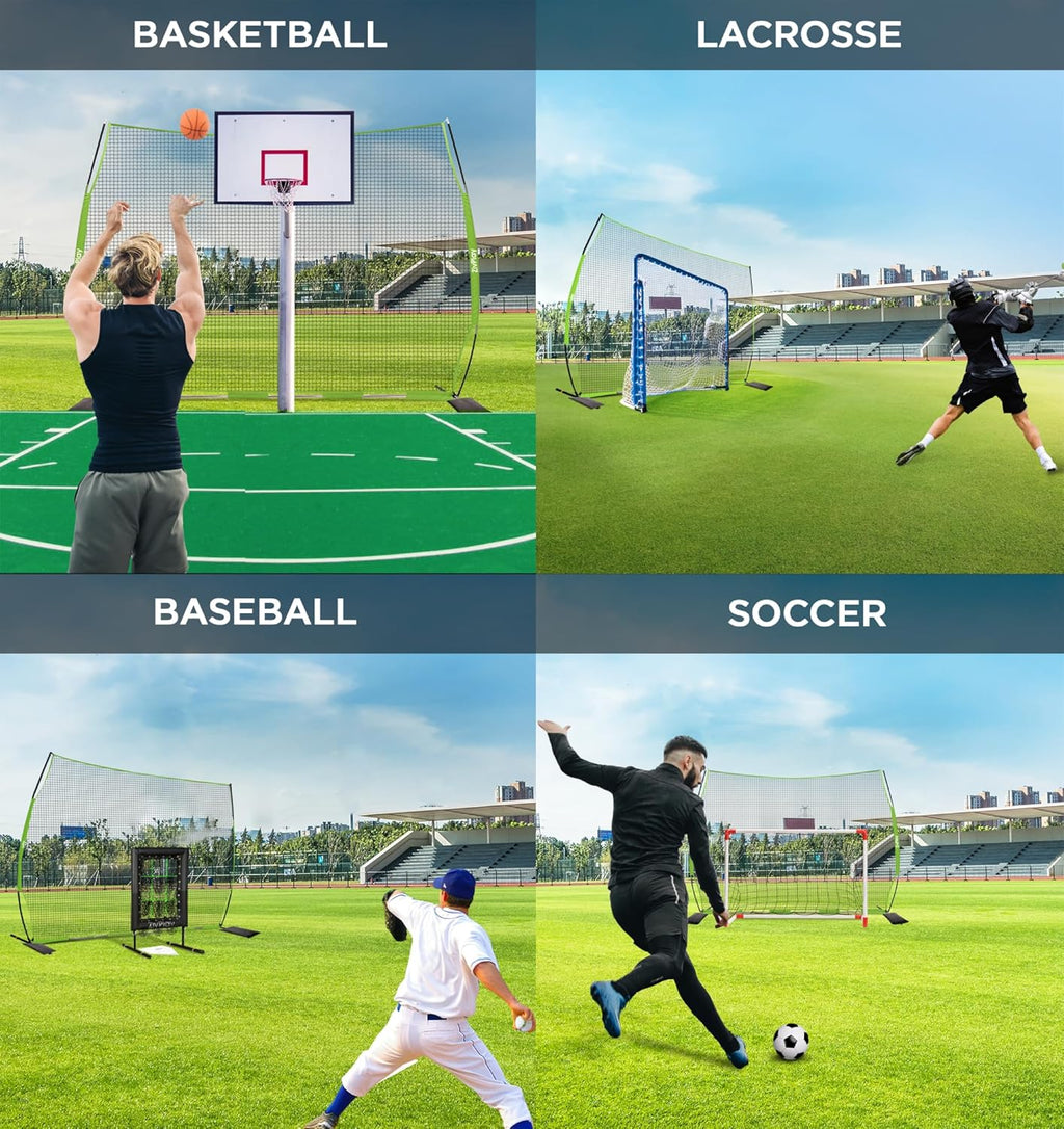 Lacrosse Backstop Net for Backyard Basketball Net Catcher Backstop Net | Portable Multisport Barricade Net Includes