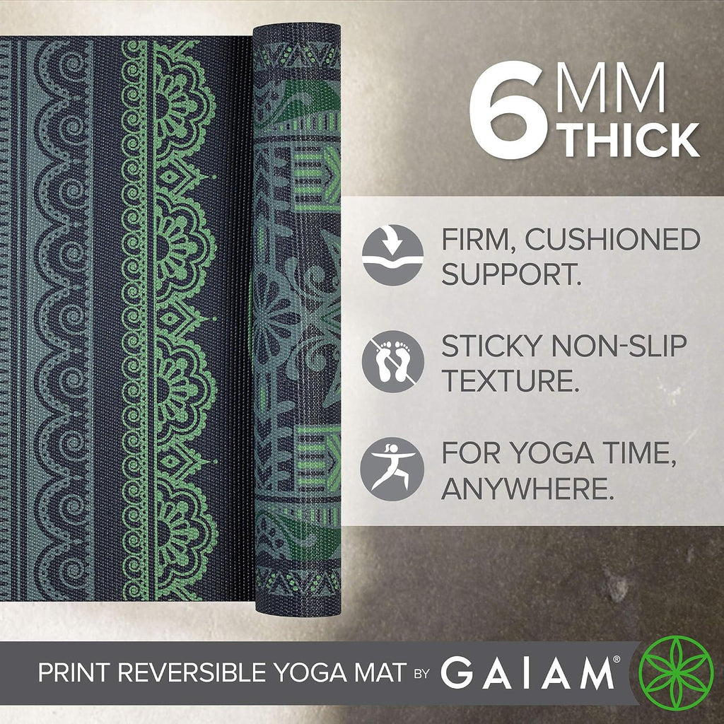 Yoga Mat - Premium Print Reversible Extra Thick Non Slip Exercise & Fitness Mat for All Types of Yoga, Pilates &