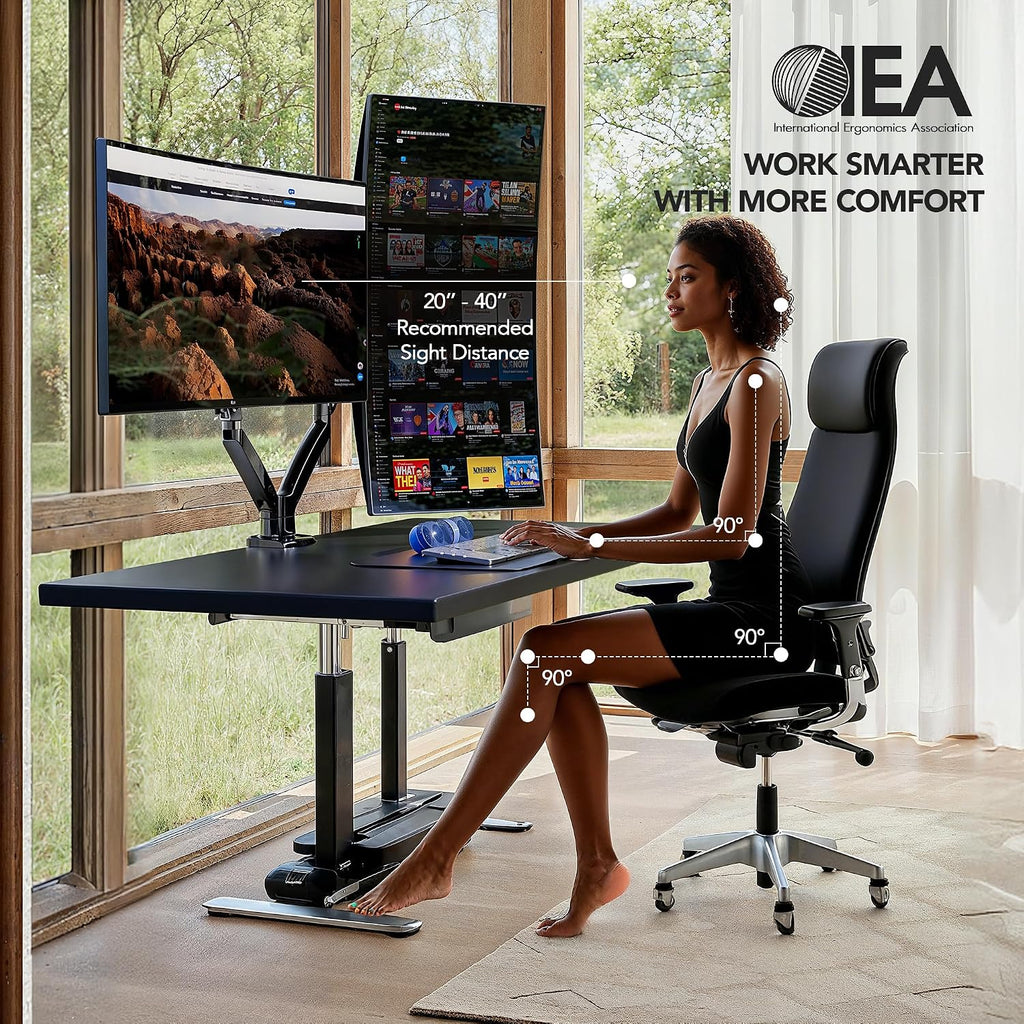 Dual Monitor Stand for 13″–40″, Premium Dual Monitor Mount with USB, Height Adjustable Monitor Stand for 2 Monitors