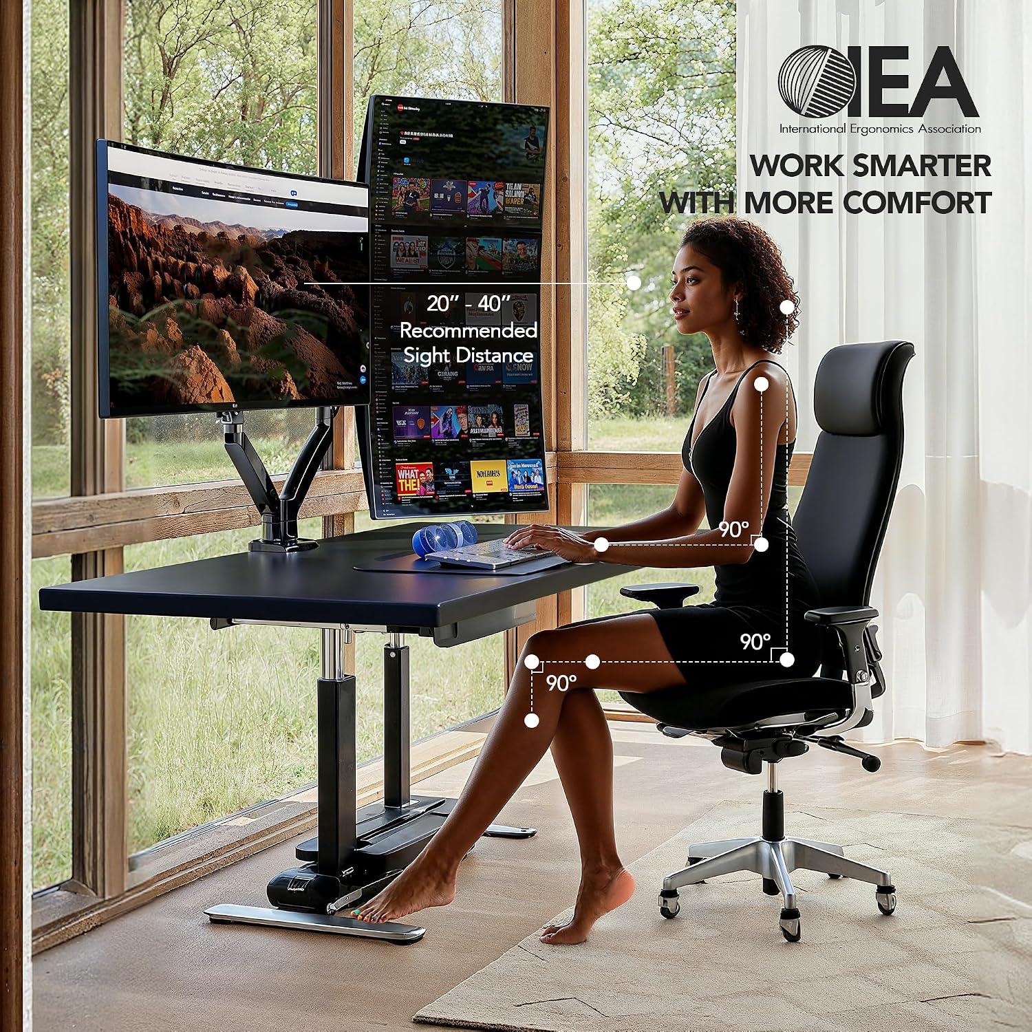 Dual Monitor Stand for 13″–40″, Premium Dual Monitor Mount with USB, Height Adjustable Monitor Stand for 2 Monitors