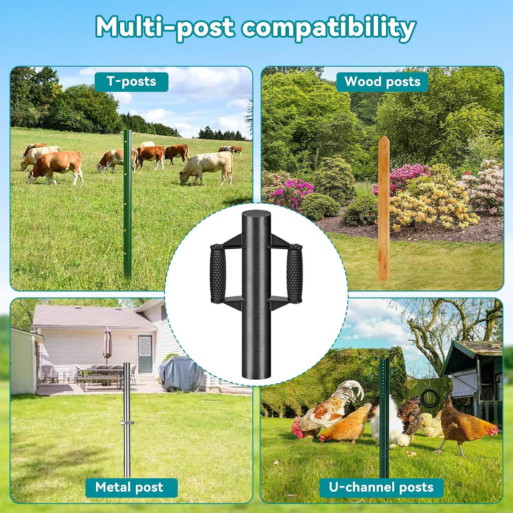 T Post Driver Non-Slip Handle Double-Layer Post Pounder for Fence