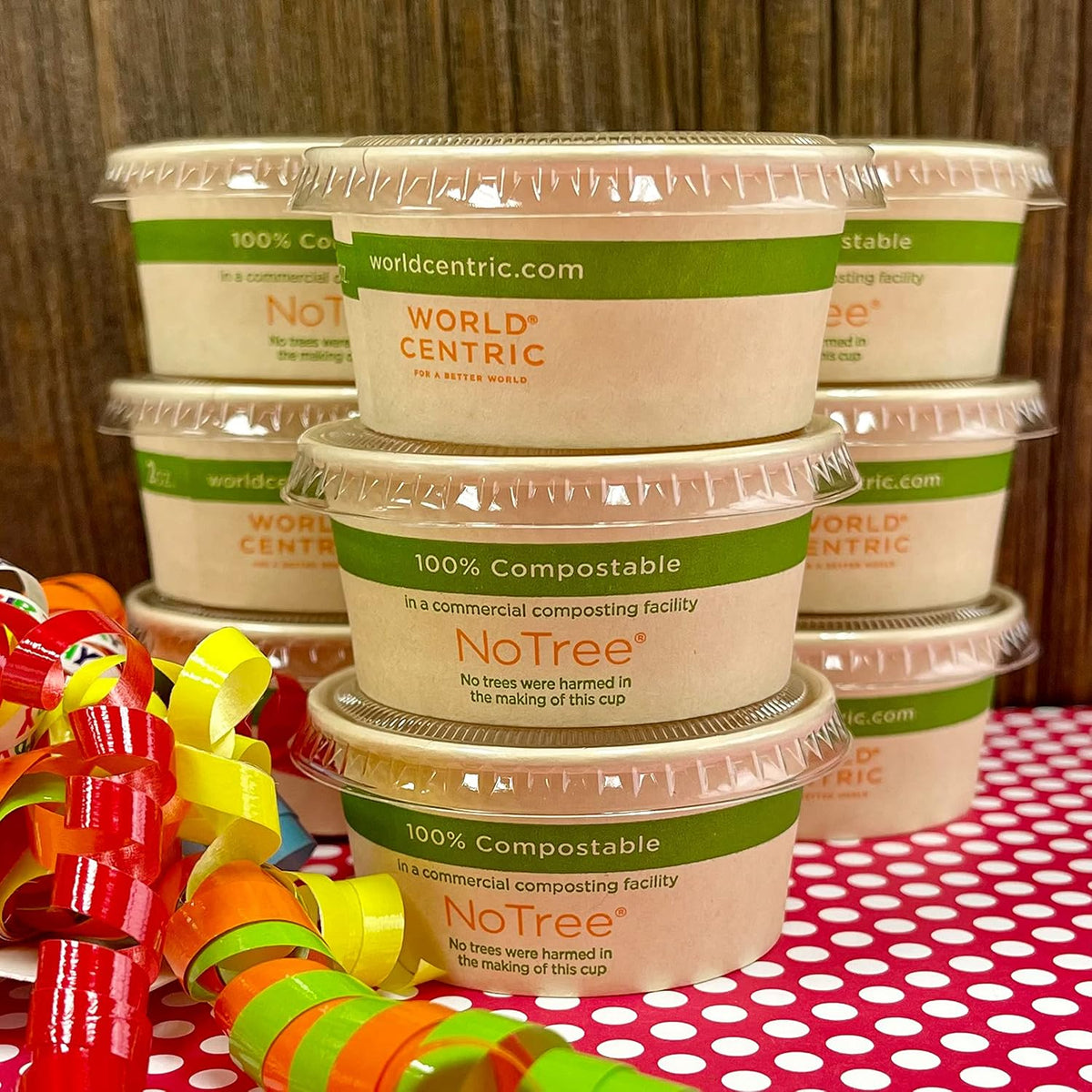 2 Ounce Souffle Cups and Lids - 100% Biodegradable and Compostable - 100 Pack