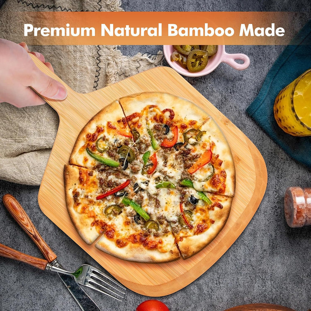 12 Inch Bamboo Pizza Peel Premium Wooden Pizza Board Paddle