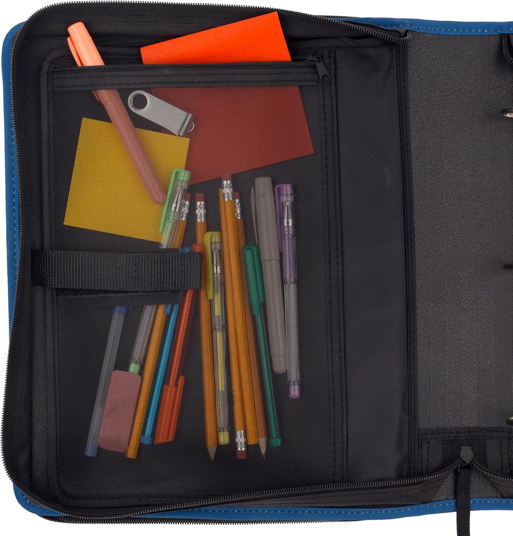Zipper Binder, 2 Inch 3-Ring Binder with Round Rings, 5-Tab Expanding File, 380 Sheet Capacity, Cobalt Blue (72534)