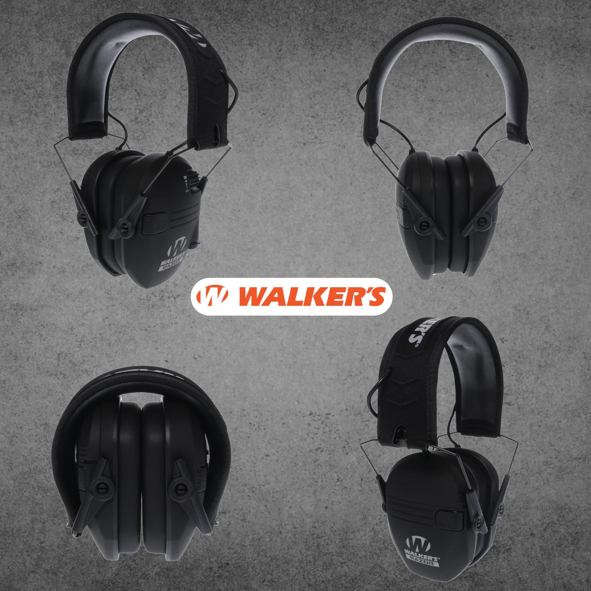 Razor Slim Ultra Low Profile Compact Design Adjustable Hearing Protection Electronic Earmuffs - Black Bundle With