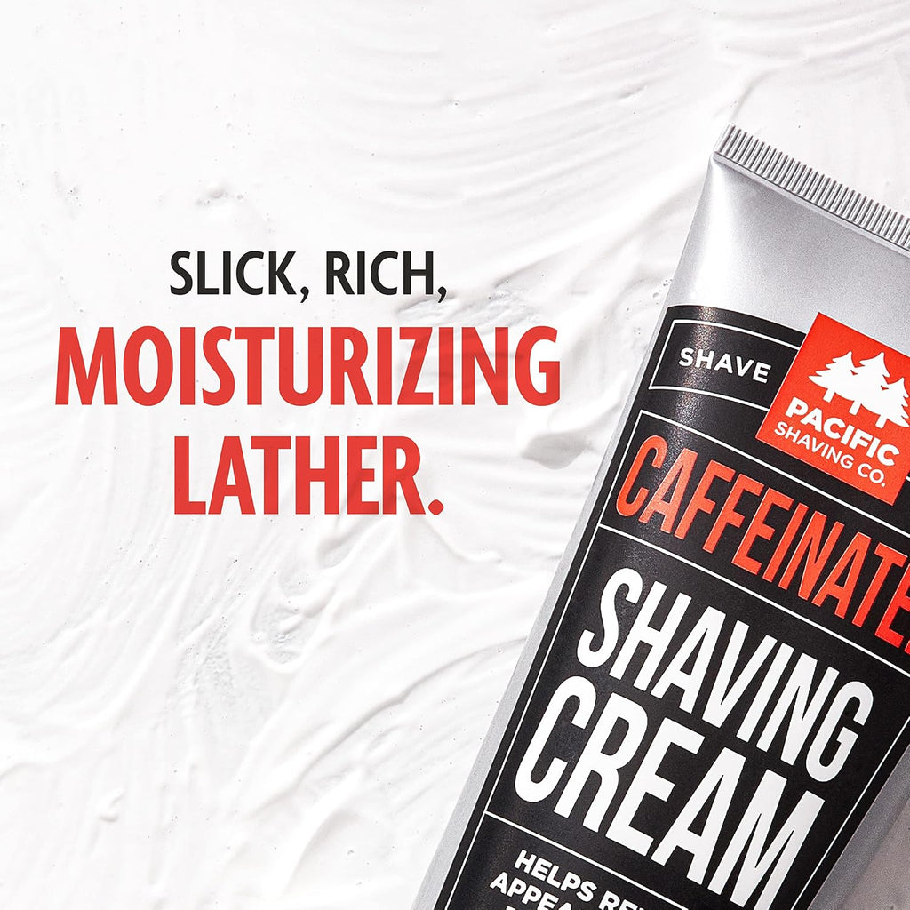 Caffeinated Shaving Cream & Aftershave Set - Shave Kit for Men - Antioxidant + Caffeine Enriched Shave Cream +