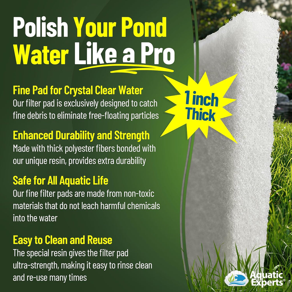 Classic Koi Pond Filter Pad FINE - White Bulk Roll Pond Filter Media, Ultra-Durable Pond Filters for Outdoor Ponds