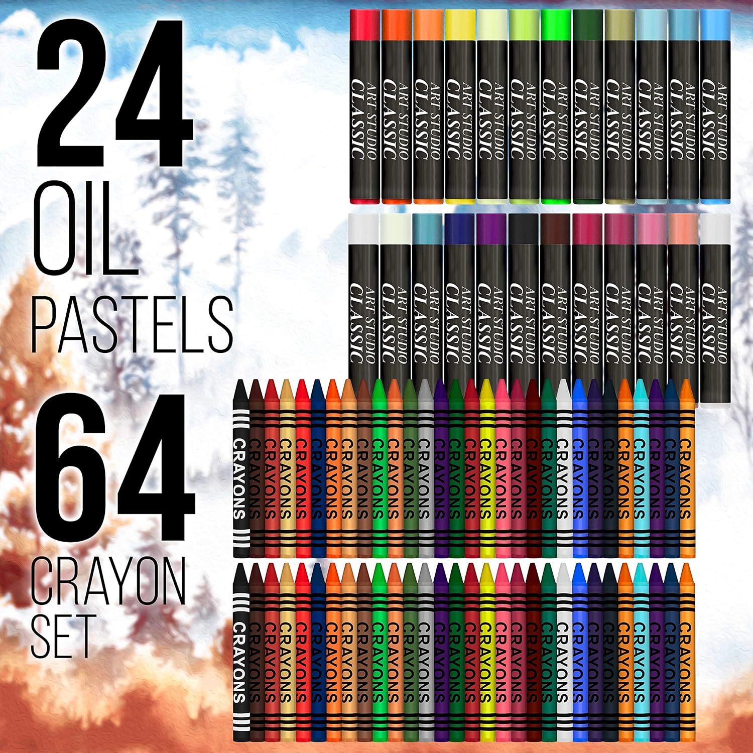 162-Piece Mega Wood Box Artist Kit with Painting, Drawing & Art Supplies for Adults - 24 Each (Watercolors, Oil