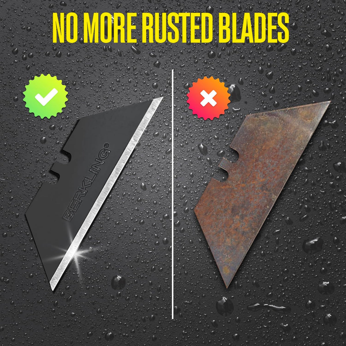 Berkling 100-Pack Utility Knife Blades, Blackened SK2H Steel, T-Shape