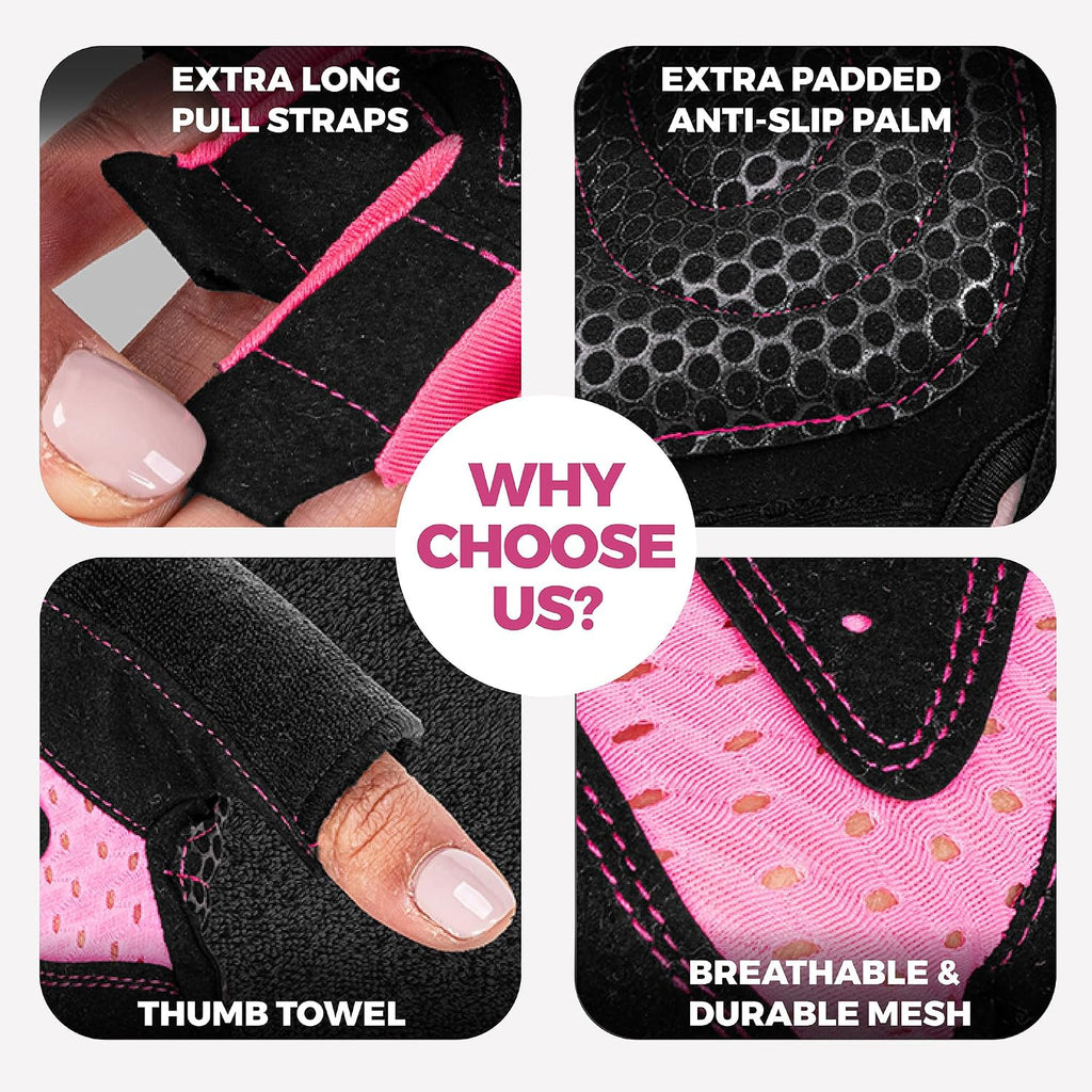 Workout Gloves for Women – Breathable Gym Gloves for Women with Palm Protection and Enhanced Grip – Padded Weight