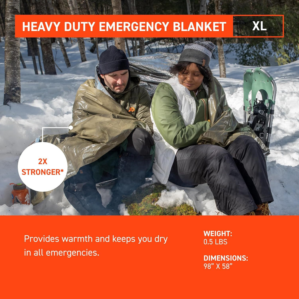 SOL 90% Heat Reflective Emergency Blanket, 58 x 98, 3.2 oz, Green | Reflects 90% of Body Heat & Resists Punctures