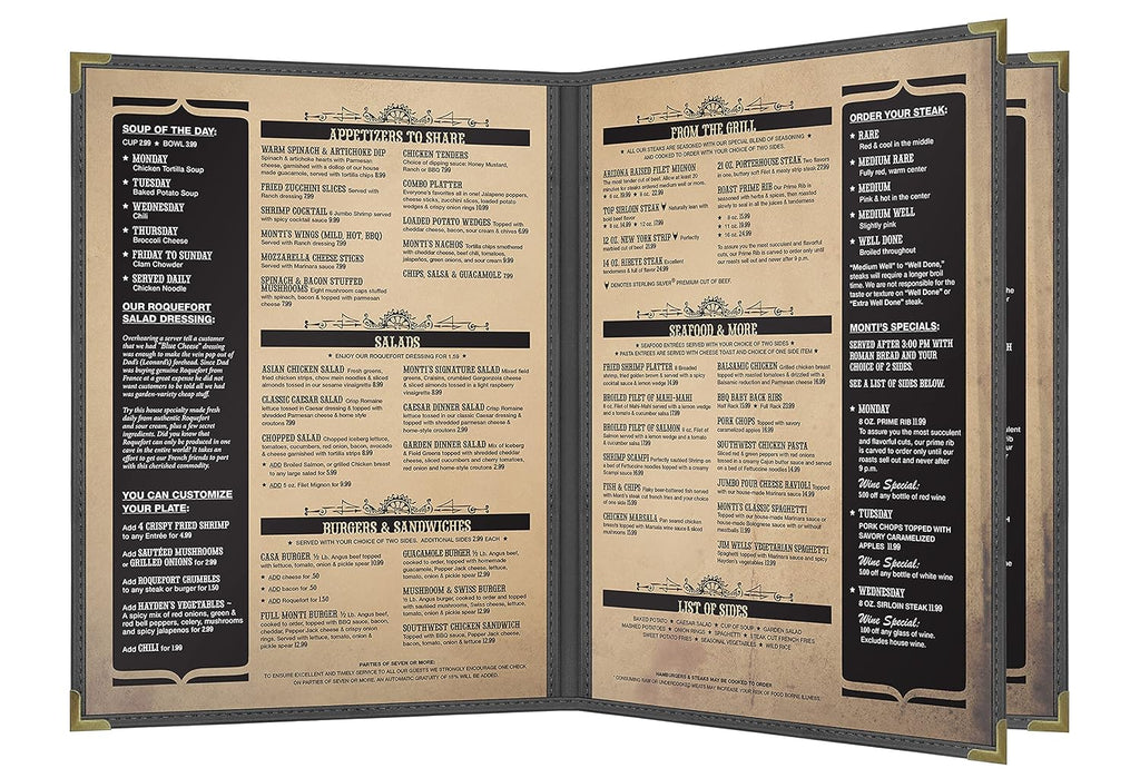 Pajco Style Restaurant Menu Covers – Pack of 10, Side-Loading Booklet Menu Holders, Single Stitched Edge, Clear Vinyl